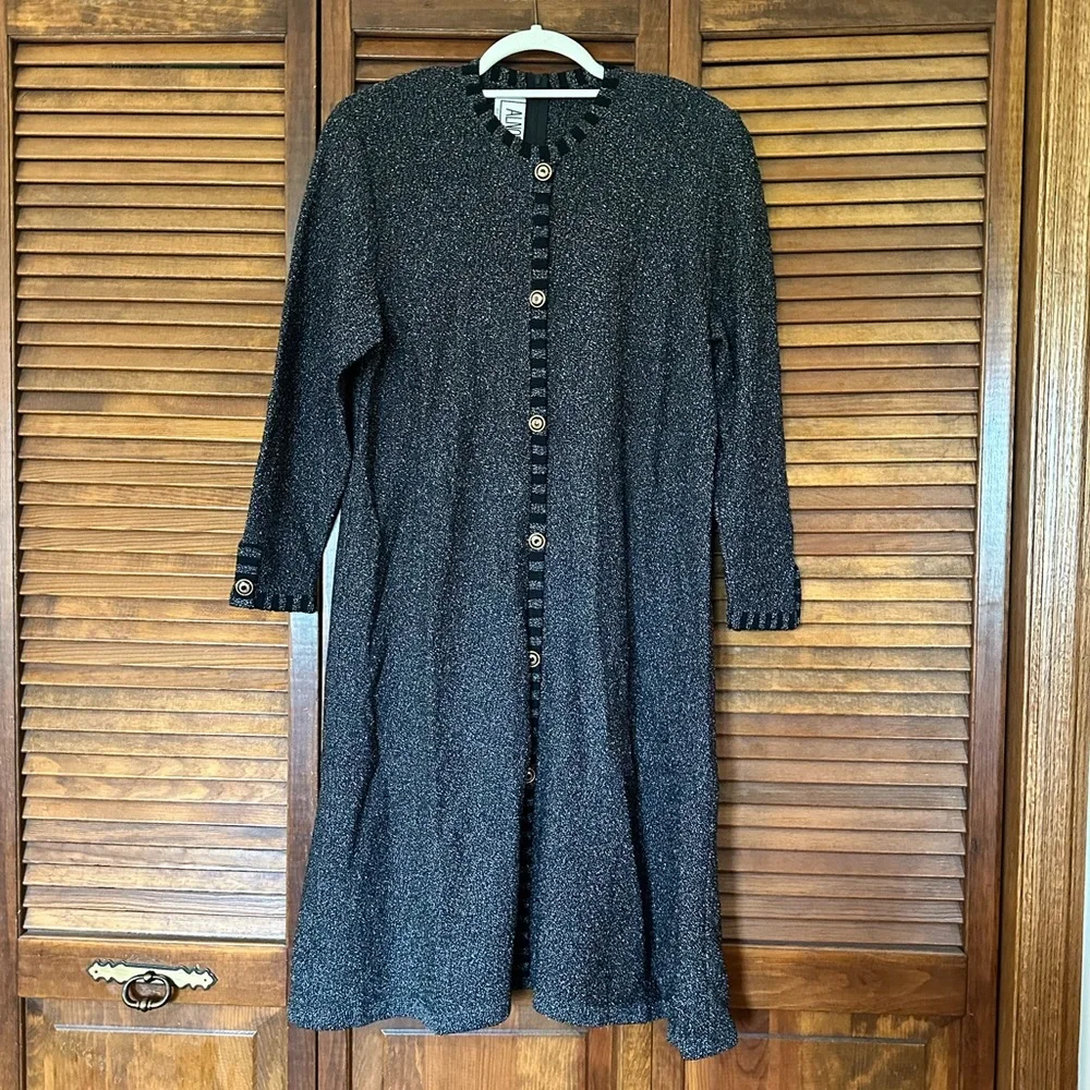 1980s Alnoral by Al Spokavicius classic black and white knit dress size M.
